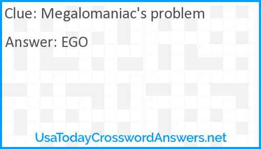 Megalomaniac's problem Answer