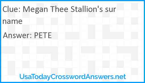 Megan Thee Stallion's surname Answer