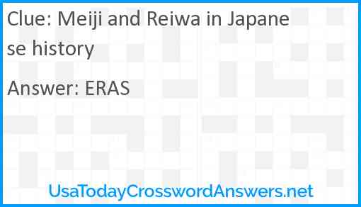 Meiji and Reiwa in Japanese history Answer