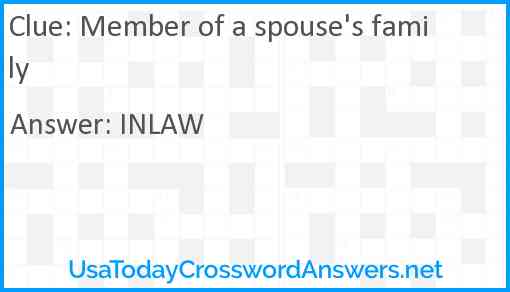 Member of a spouse's family Answer