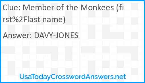 Member of the Monkees (first%2Flast name) Answer