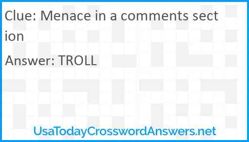 Menace in a comments section Answer