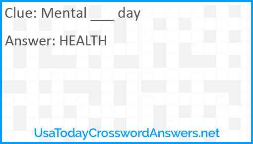 Mental ___ day Answer