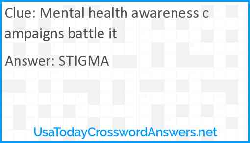 Mental health awareness campaigns battle it Answer