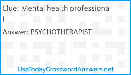 Mental health professional Answer