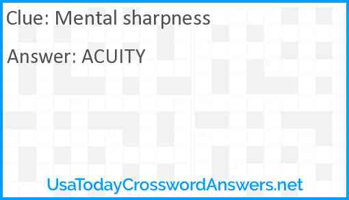 Mental sharpness Answer
