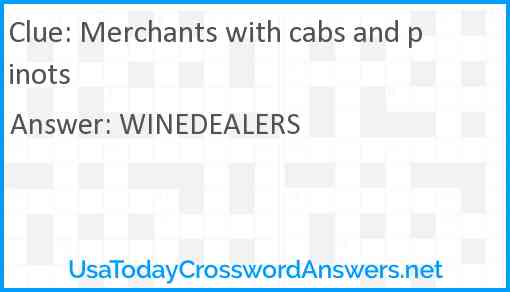 Merchants with cabs and pinots Answer