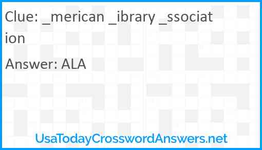 _merican _ibrary _ssociation Answer