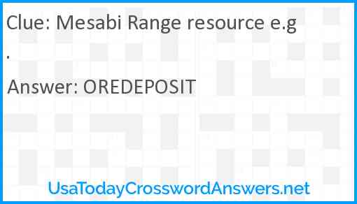 Mesabi Range resource e.g. Answer