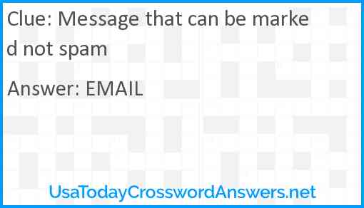 Message that can be marked not spam Answer