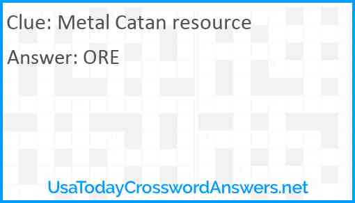 Metal Catan resource Answer