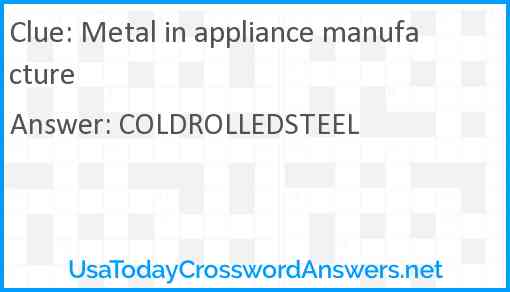 Metal in appliance manufacture Answer