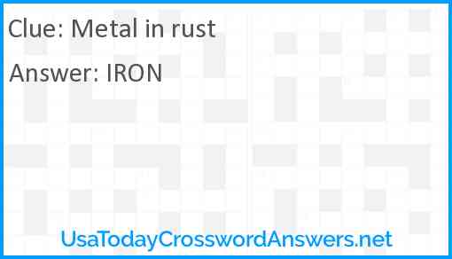 Metal in rust Answer