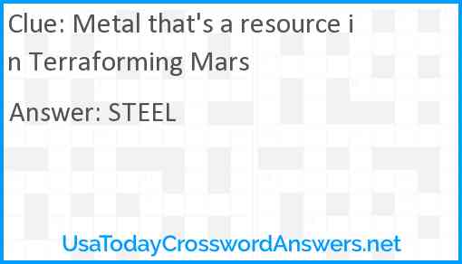 Metal that's a resource in Terraforming Mars Answer