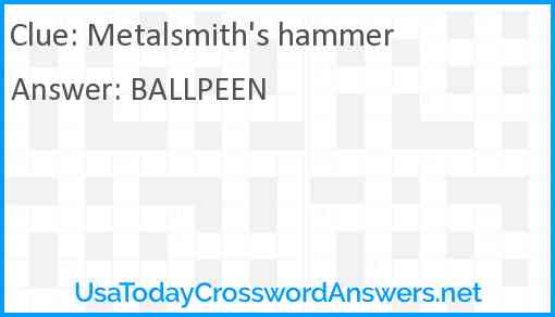 Metalsmith's hammer Answer