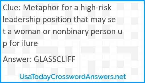 Metaphor for a high-risk leadership position that may set a woman or nonbinary person up for ilure Answer