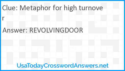 Metaphor for high turnover Answer