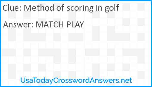 Method of scoring in golf Answer