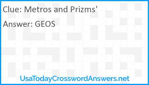 Metros and Prizms' Answer