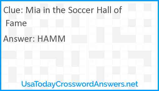 Mia in the Soccer Hall of Fame Answer