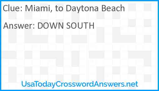 Miami, to Daytona Beach Answer