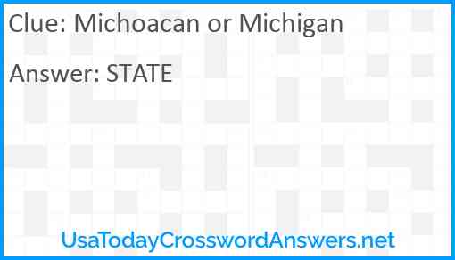 Michoacan or Michigan Answer