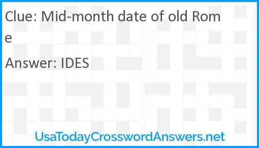 Mid-month date of old Rome Answer
