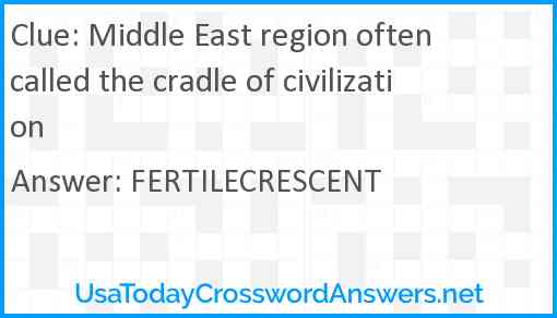 Middle East region often called the cradle of civilization Answer