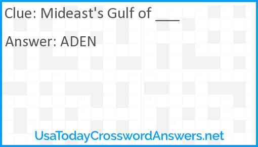 Mideast's Gulf of ___ Answer