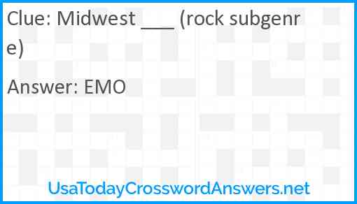 Midwest ___ (rock subgenre) Answer