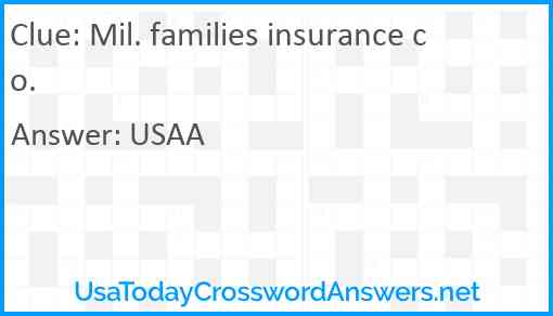 Mil. families insurance co. Answer