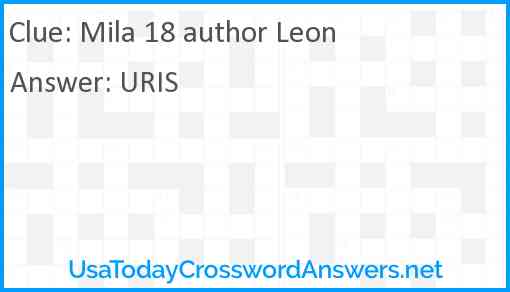 Mila 18 author Leon Answer