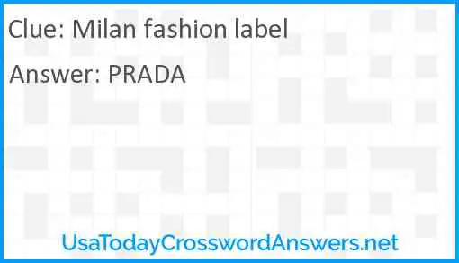 Milan fashion label Answer
