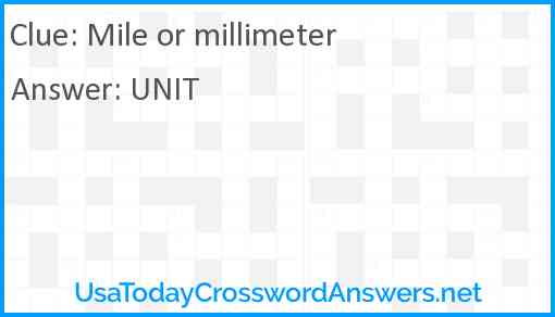 Mile or millimeter Answer