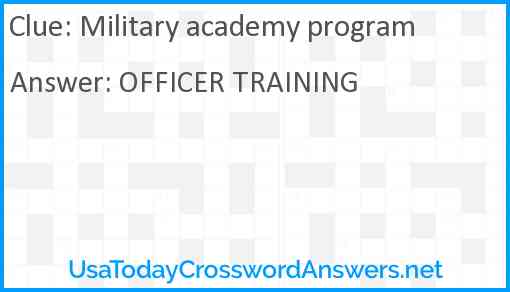 Military academy program Answer