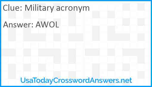 Military acronym Answer