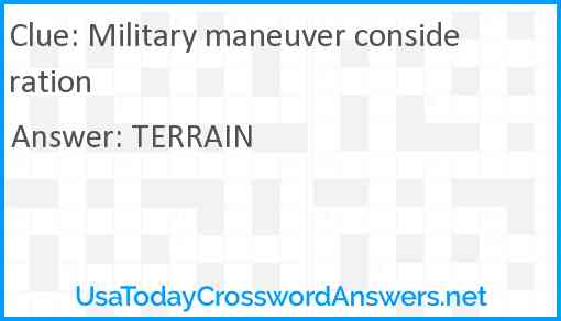Military maneuver consideration Answer