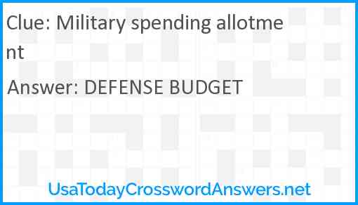 Military spending allotment Answer