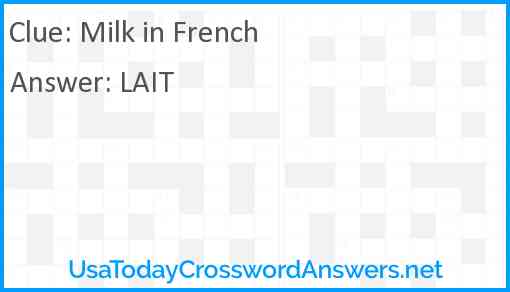 Milk in French Answer