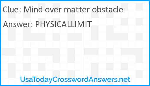 Mind over matter obstacle Answer