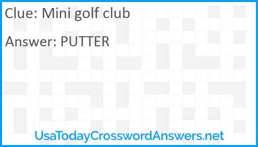 Mini golf club Answer