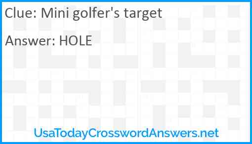 Mini golfer's target Answer