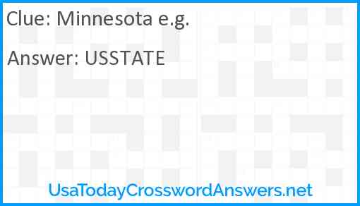 Minnesota e.g. Answer