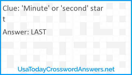 'Minute' or 'second' start Answer
