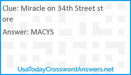 Miracle on 34th Street store Answer