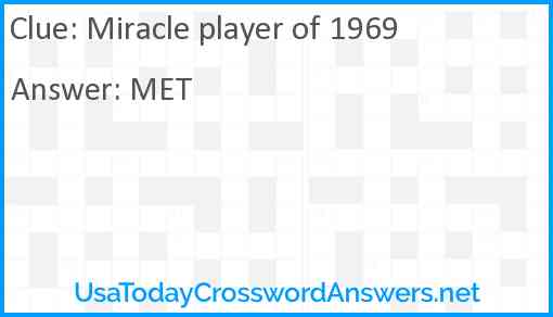 Miracle player of 1969 Answer