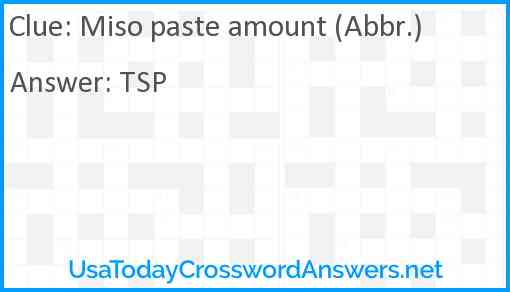 Miso paste amount (Abbr.) Answer