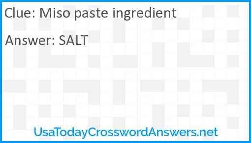 Miso paste ingredient Answer