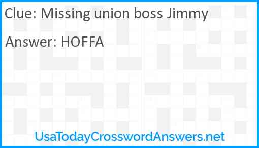 Missing union boss Jimmy Answer
