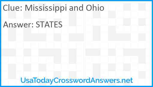 Mississippi and Ohio Answer